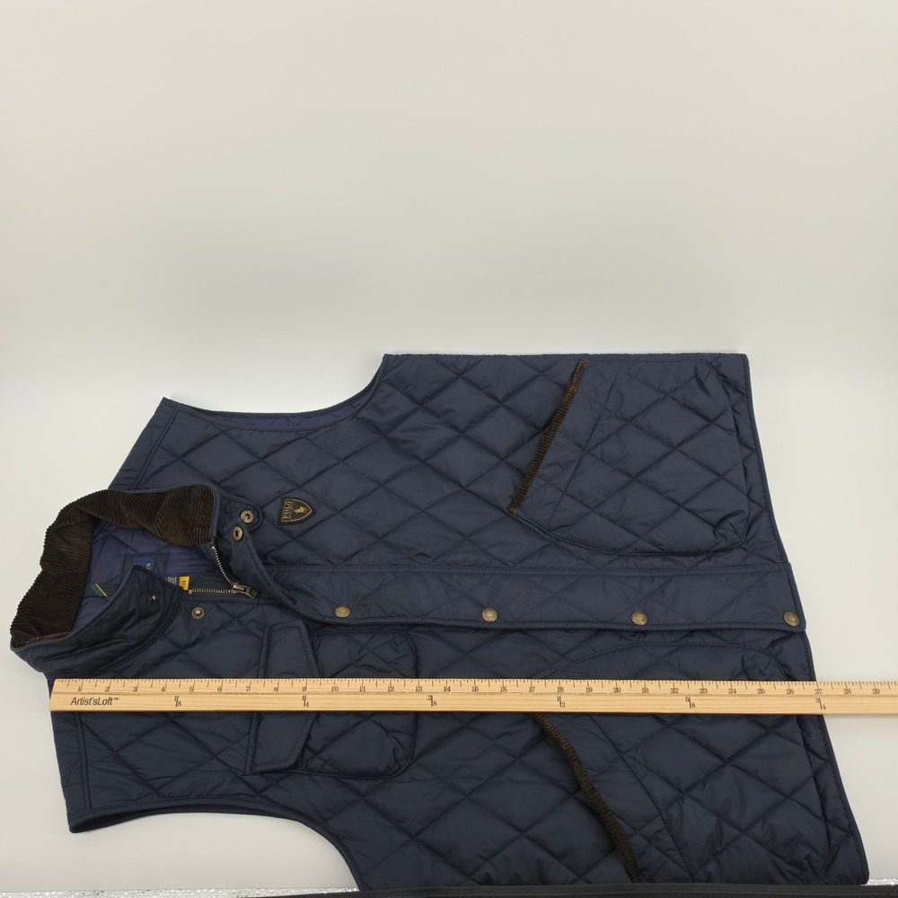 Polo Ralph Lauren Mens Navy Blue Quilted Vest Corduroy Trim Size Medium - Picture 7 of 7